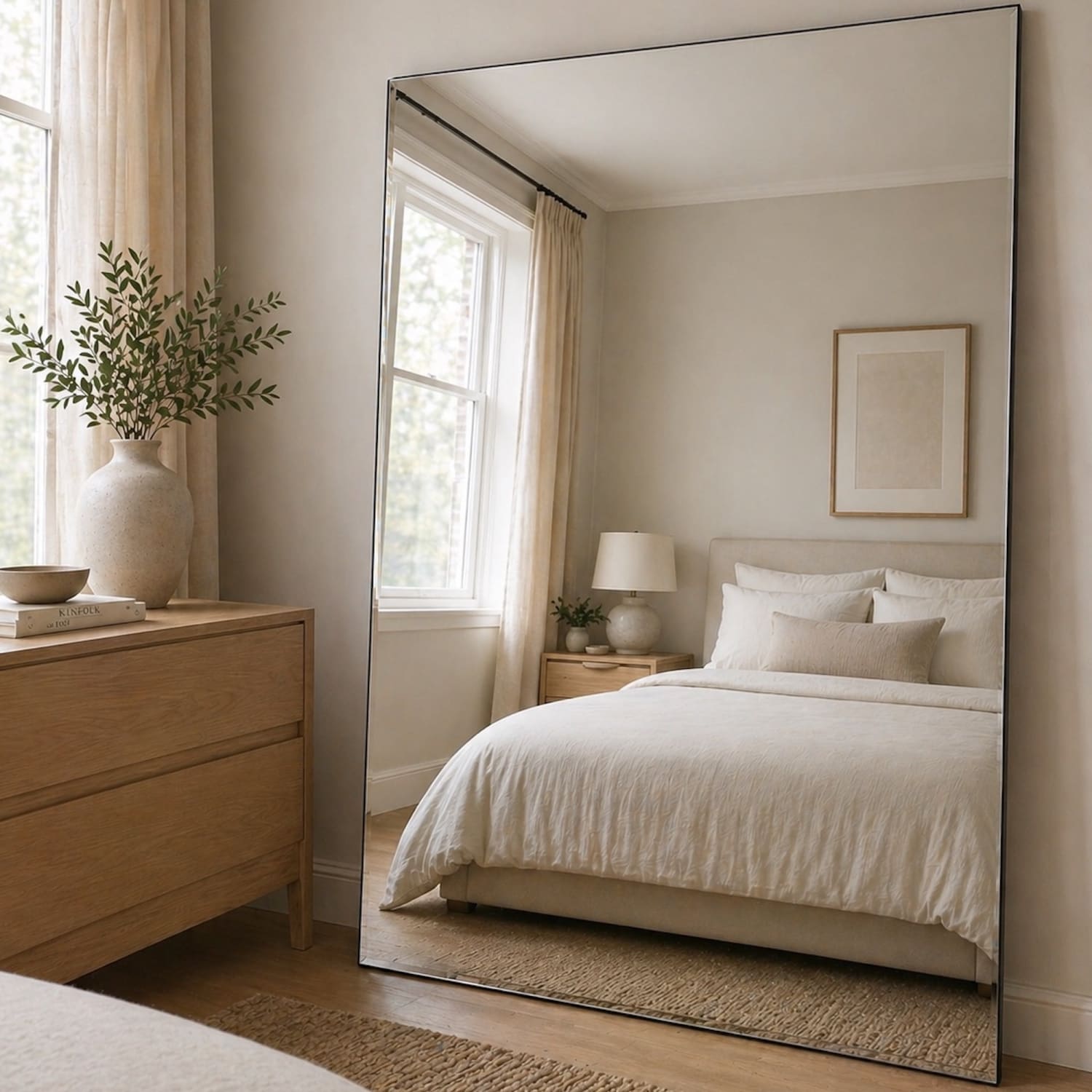 Takara - Full Length Frameless Metal Rectangle Mirror - 200cm x 120cm