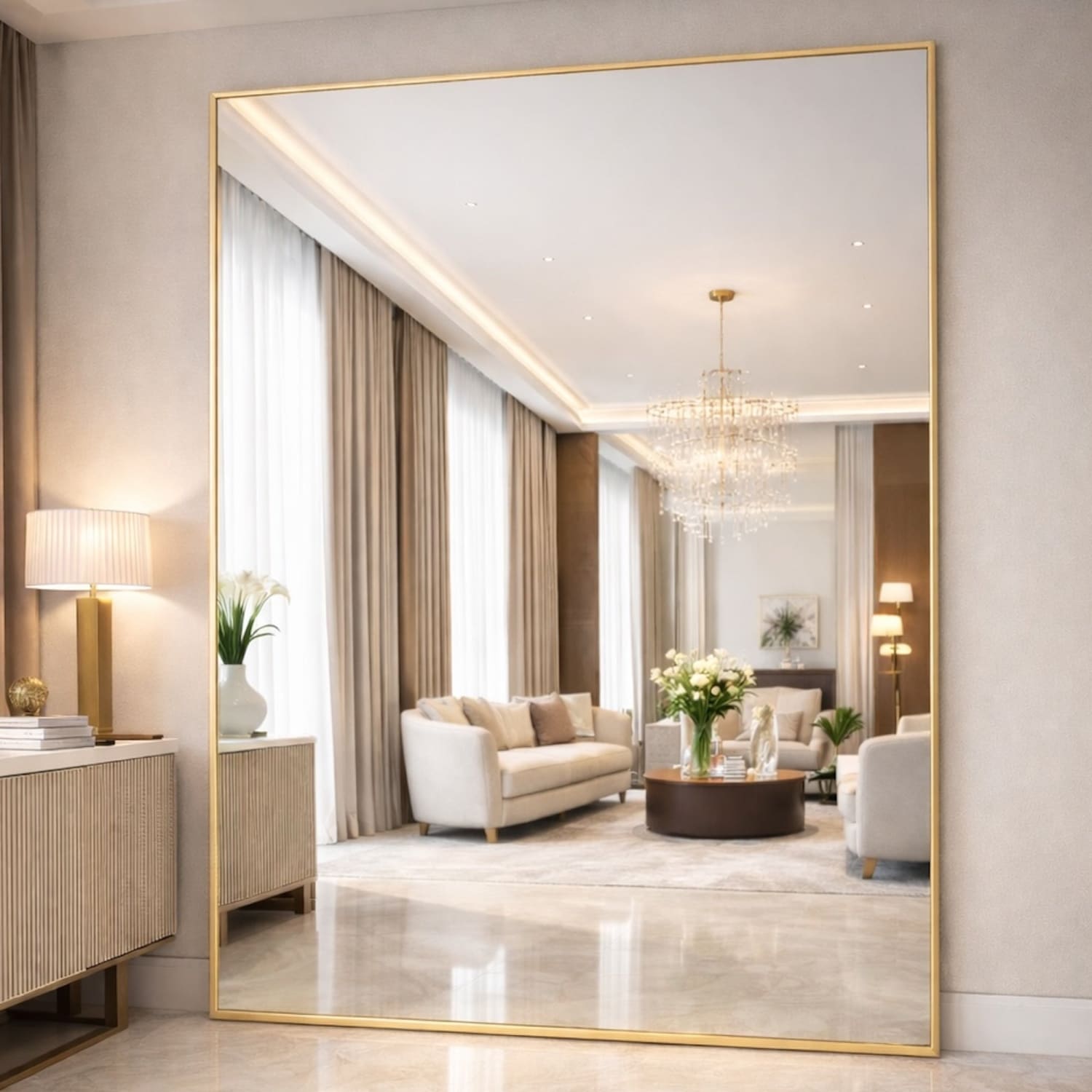 Takara - Full Length Gold Metal Rectangle Mirror - 200cm x 150cm