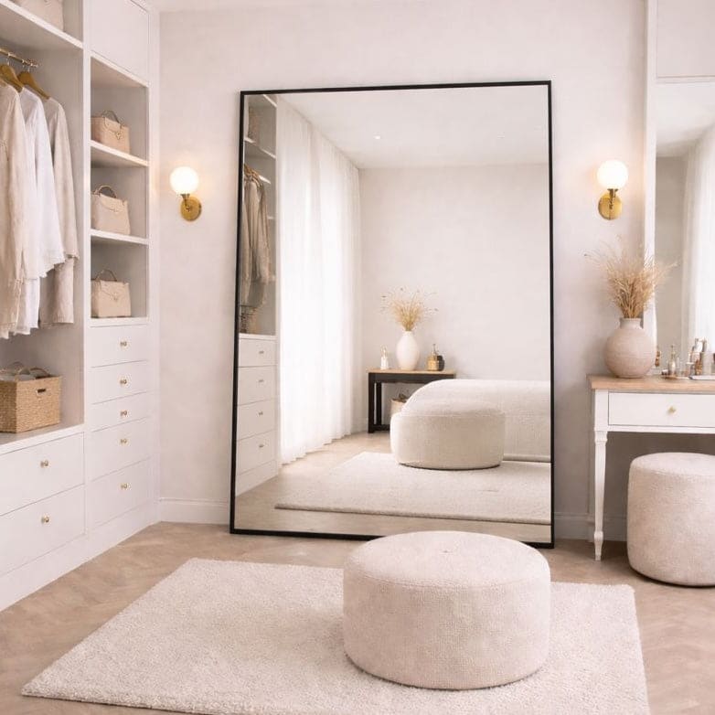 Takara - Full Length Black Metal Rectangle Mirror - 200cm x 120cm