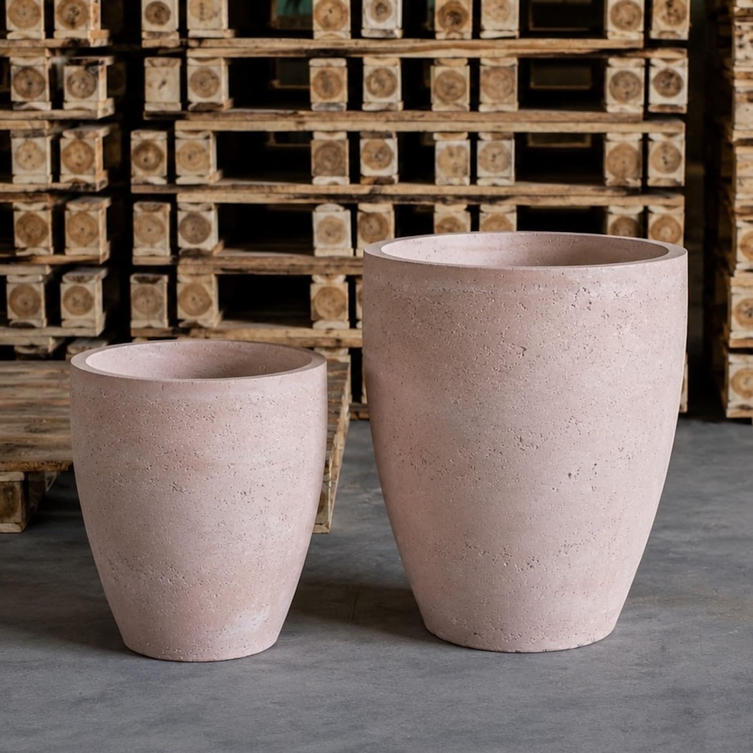 Vessara | Set Of 2 - Blushstone – Concrete Vase Planter Set – Vase Plant Pot Nest