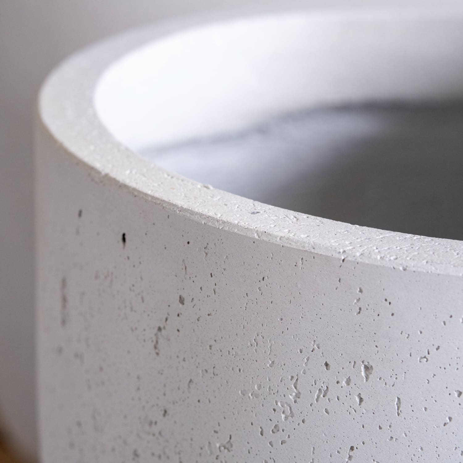 White concrete planter.