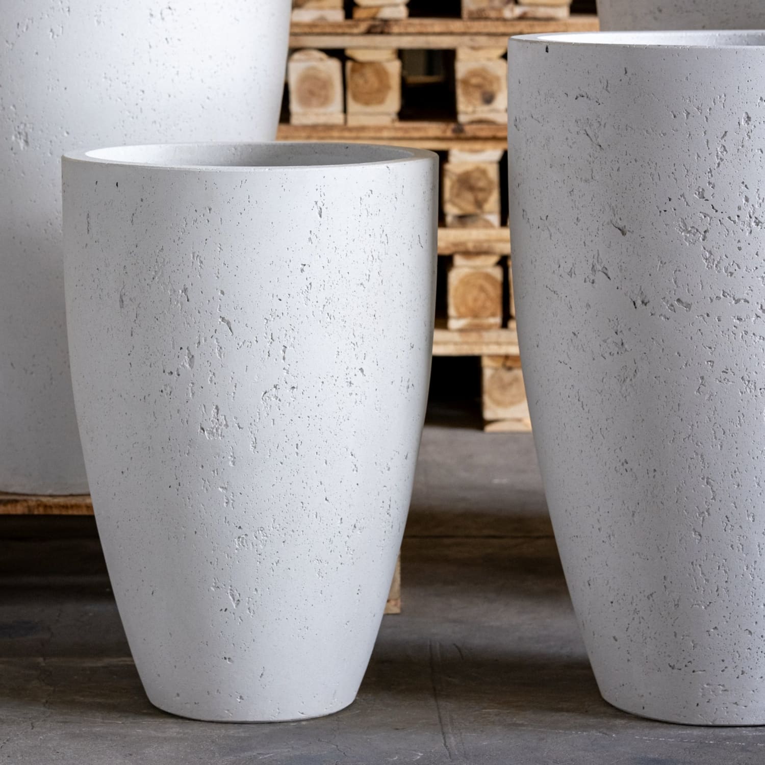 Textured white planter.