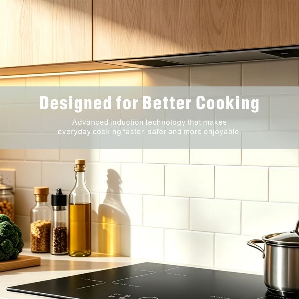 VIIB | 2800W 4 Ring Induction Hob | Cross Zone Design | Plug In