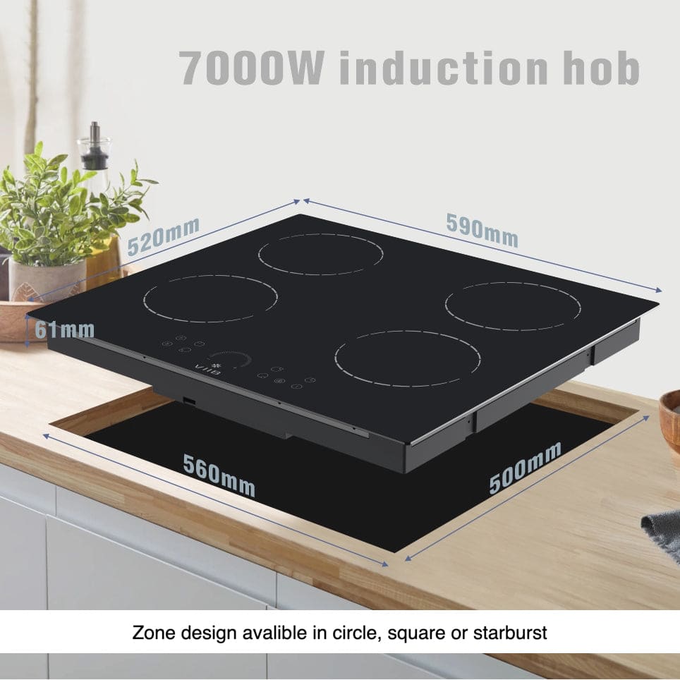 VIIB | 7000w 4 Ring Induction Hob | Circle Zone Design