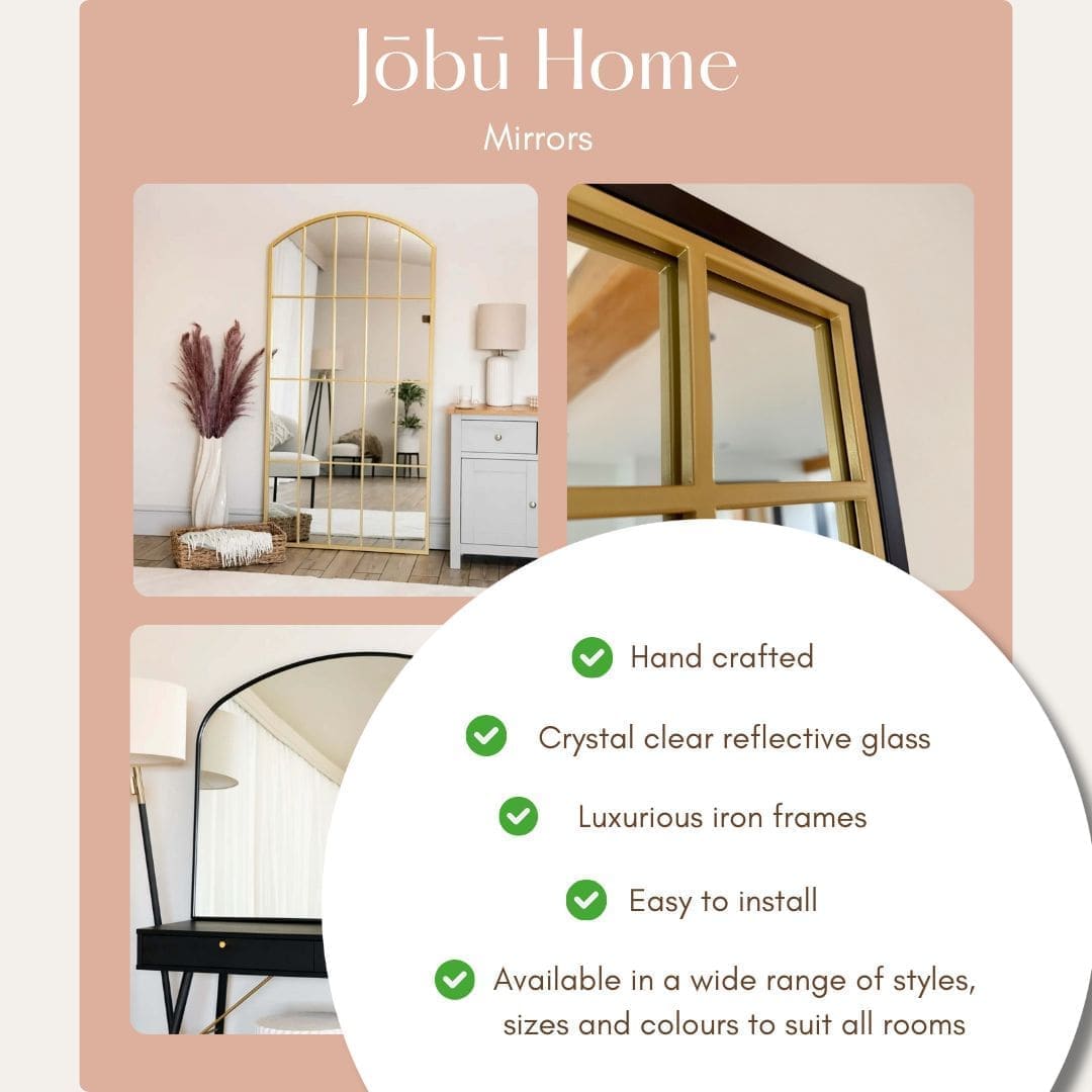 Tomi Full Length Gold Metal Arched Lattice Window Mirror 150cm x 60cm. Mirror