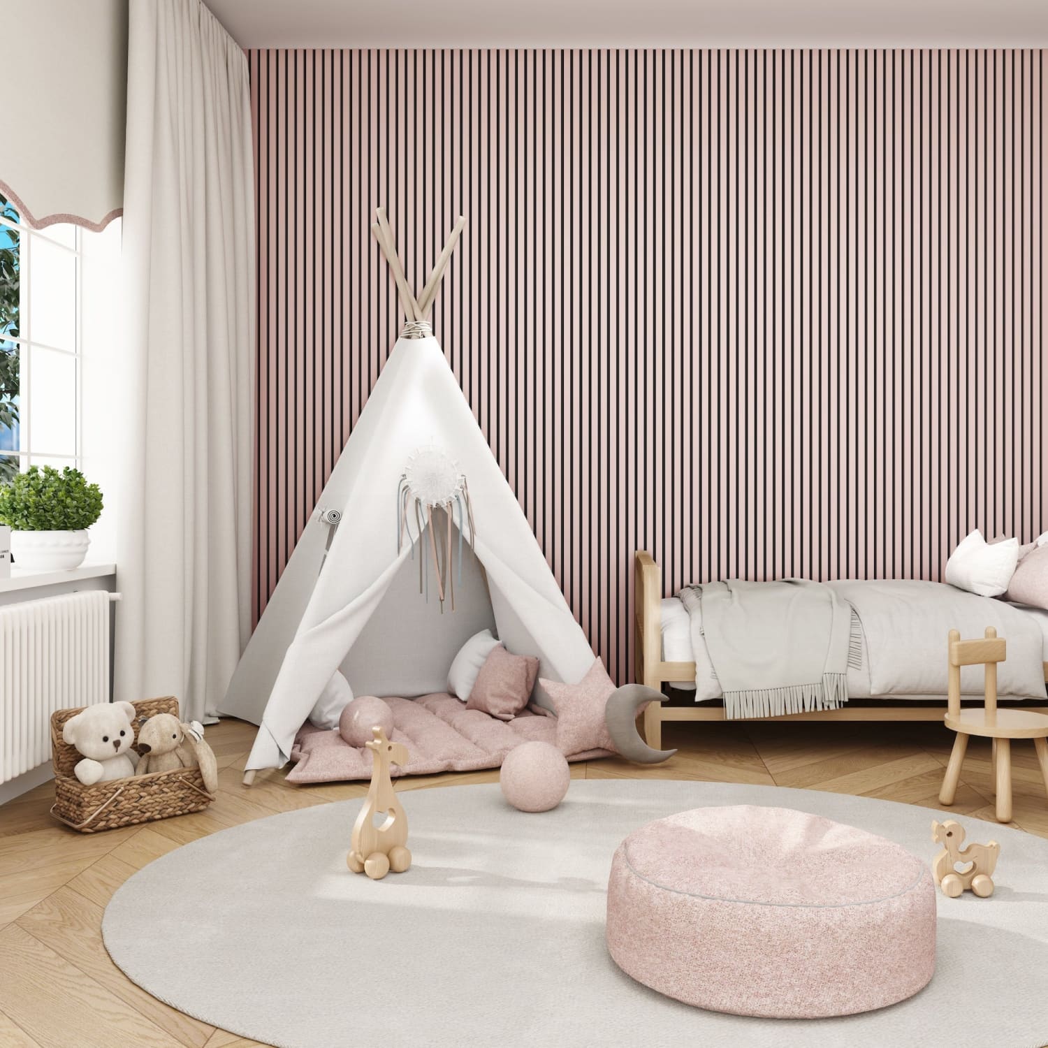 Acoustic Wall Panels in Dusky Pink with Black Backing