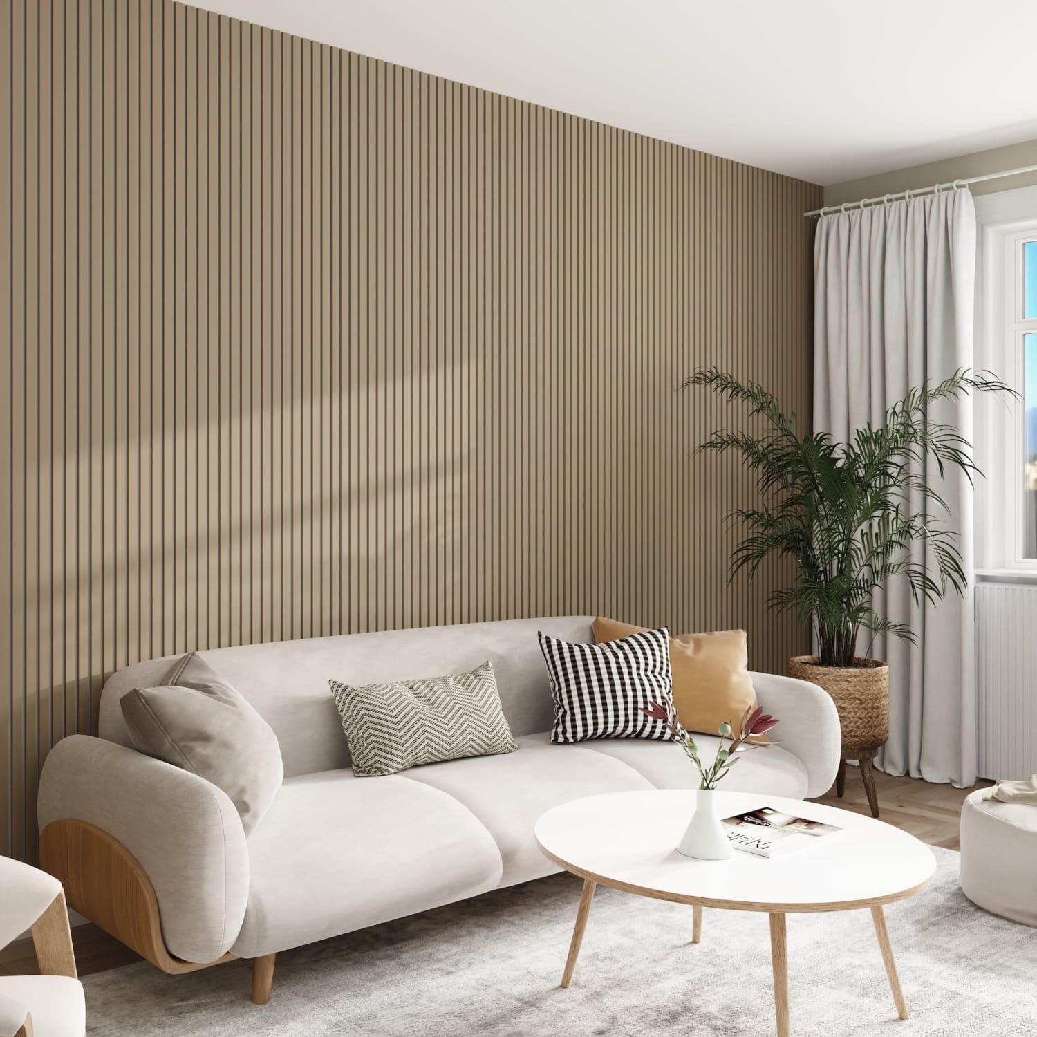 Acoustic Wall Panels in Biscuit with White Backing