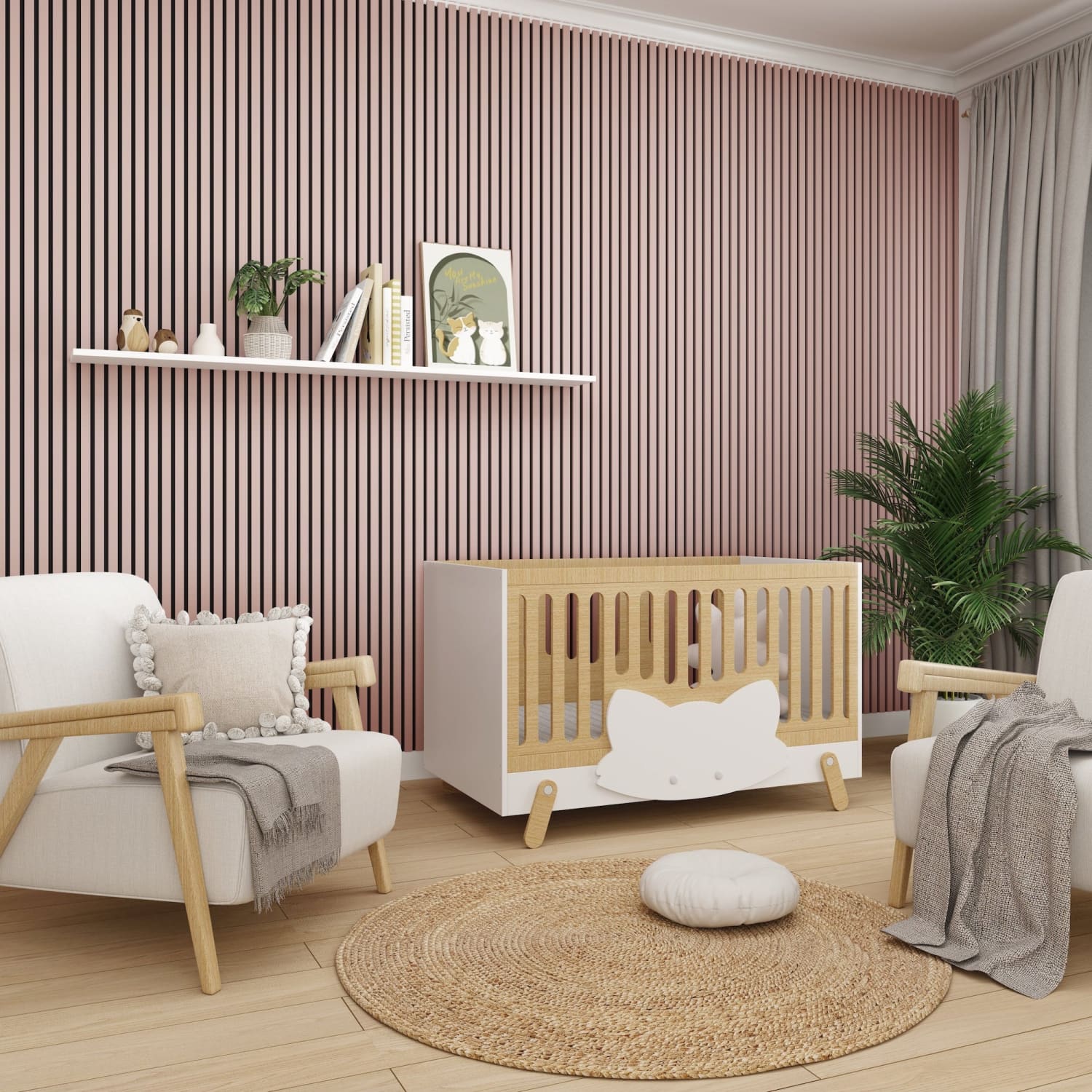 Acoustic Wall Panels in Dusky Pink with Black Backing