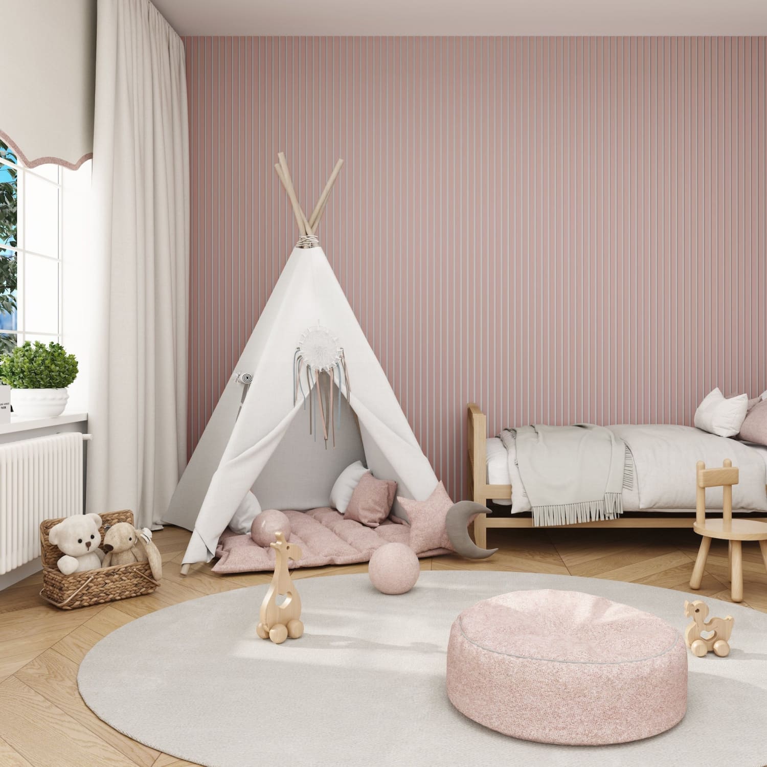 Acoustic Wall Panels in Dusky Pink with White Backing