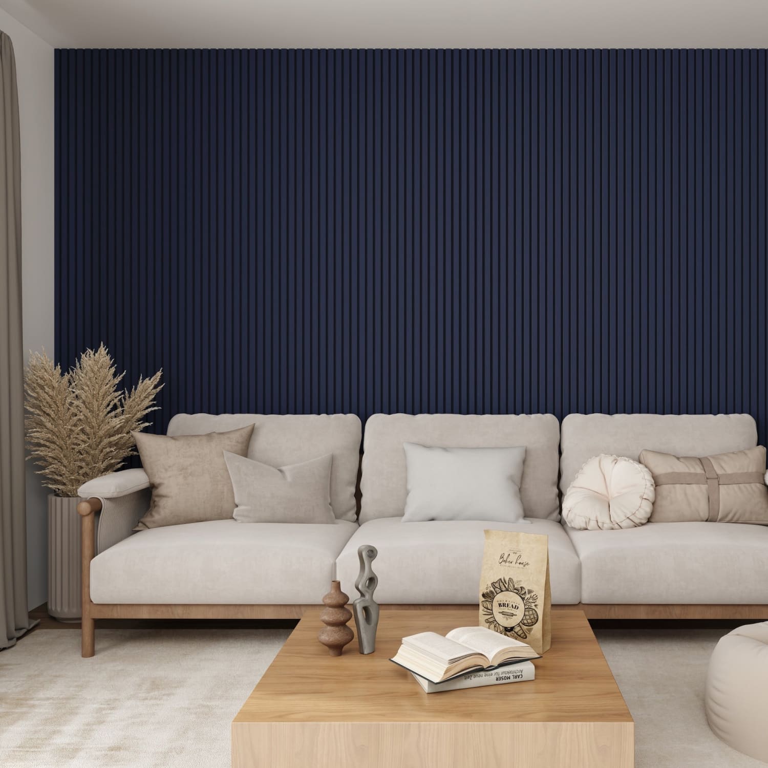 Acoustic Wall Panels in Maize Blue with Black Backing