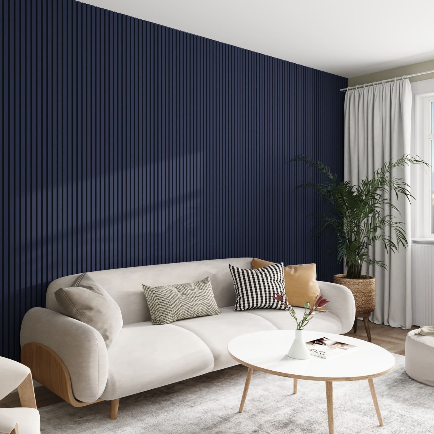 Acoustic Wall Panels in Maize Blue with Black Backing