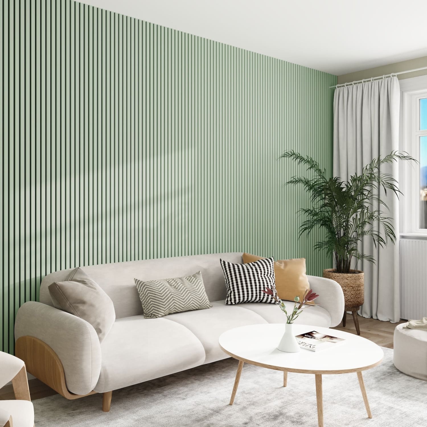 Acoustic Wall Panels in Pastel Green with Black Backing