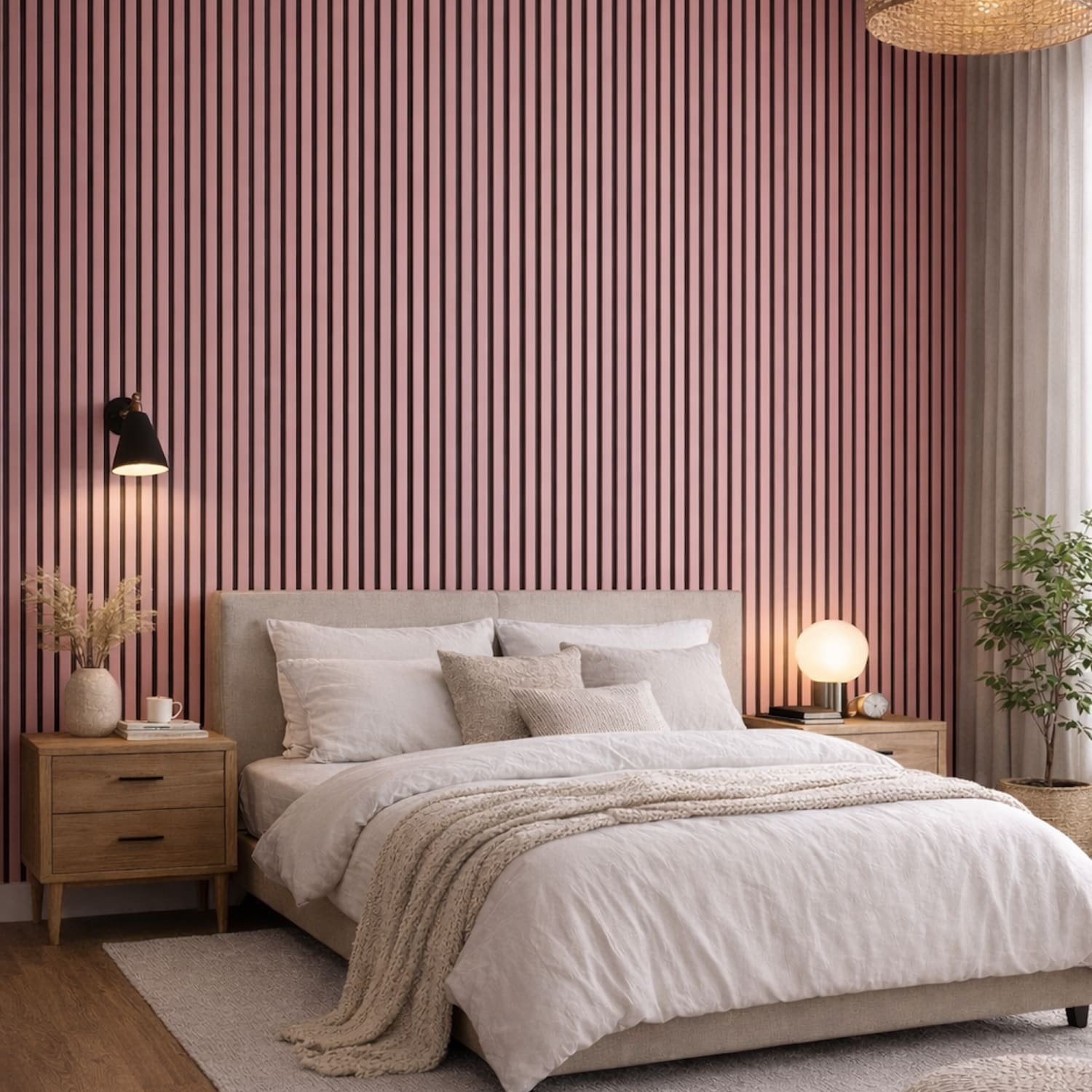 Acoustic Wall Panels in Petal Pink with Black Backing
