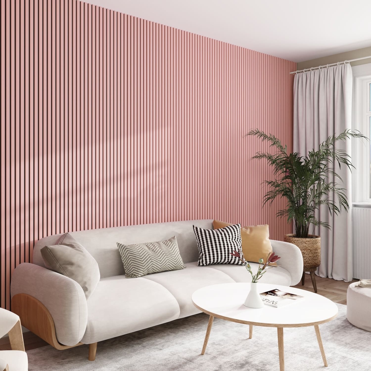 Acoustic Wall Panels in Petal Pink with Black Backing