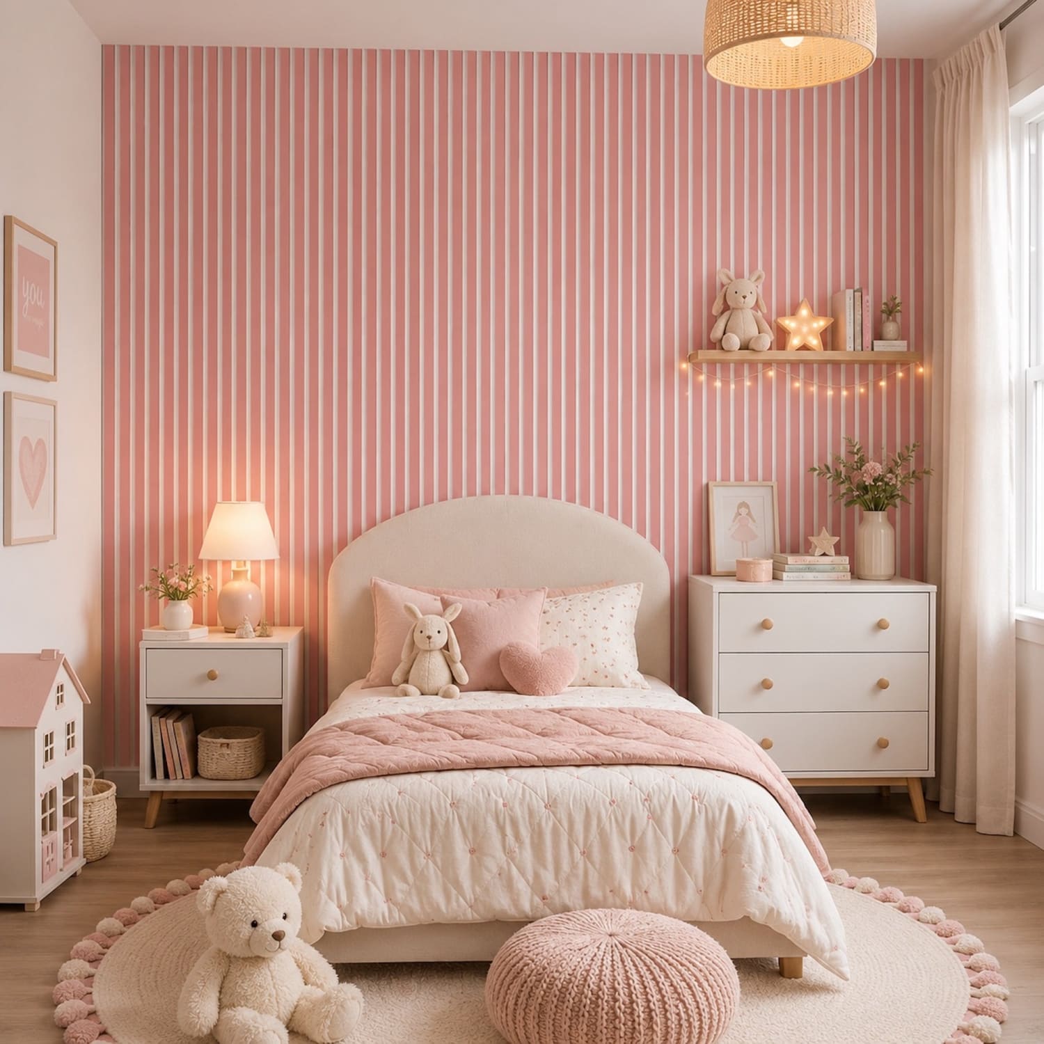 Acoustic Wall Panels in Petal Pink with White Backing