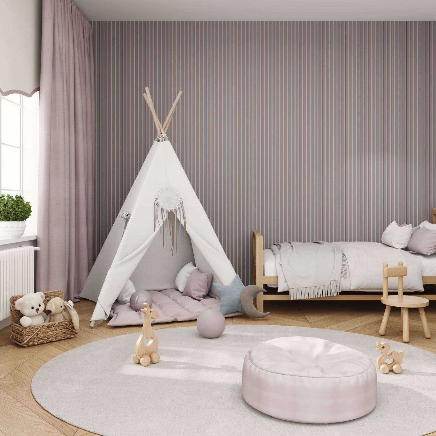 Acoustic Wall Panels in Purple Heather with White Backing