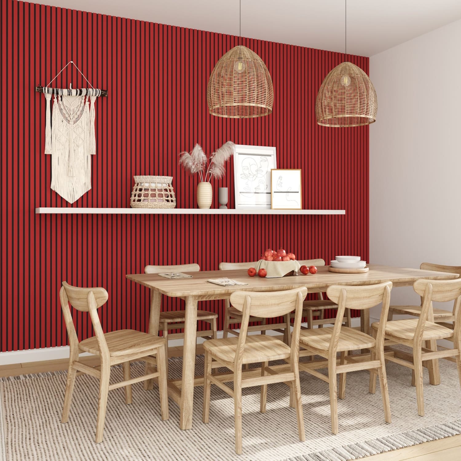 Acoustic Wall Panels in Red Wonder with Black Backing