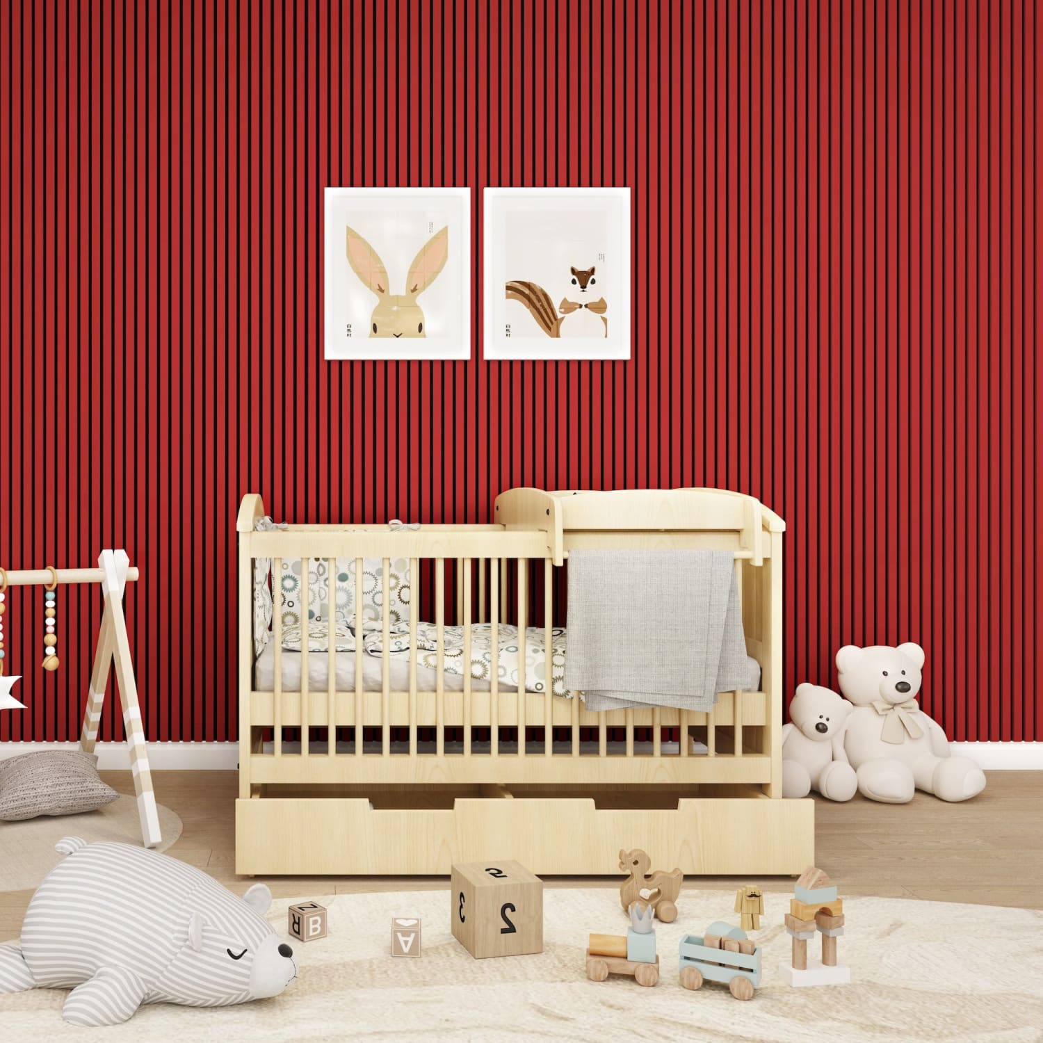 Acoustic Wall Panels in Red Wonder with Black Backing