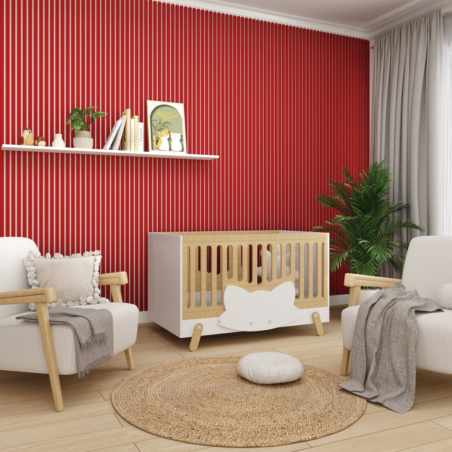 Acoustic Wall Panels in Red Wonder with White Backing
