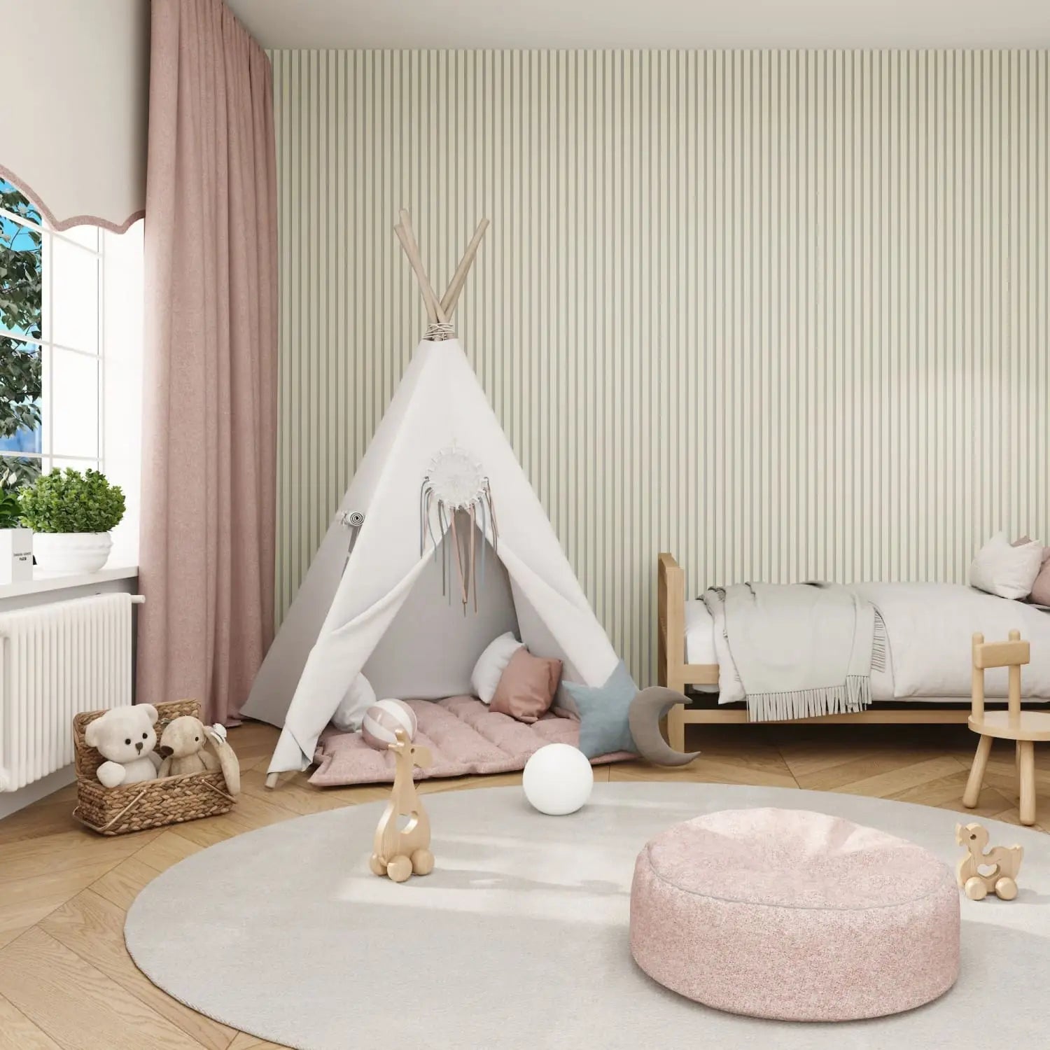 Acoustic wall panels in Scallop with white backing