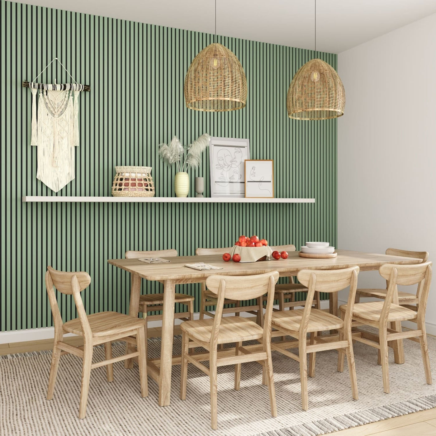 Dining room with acoustic wall panels