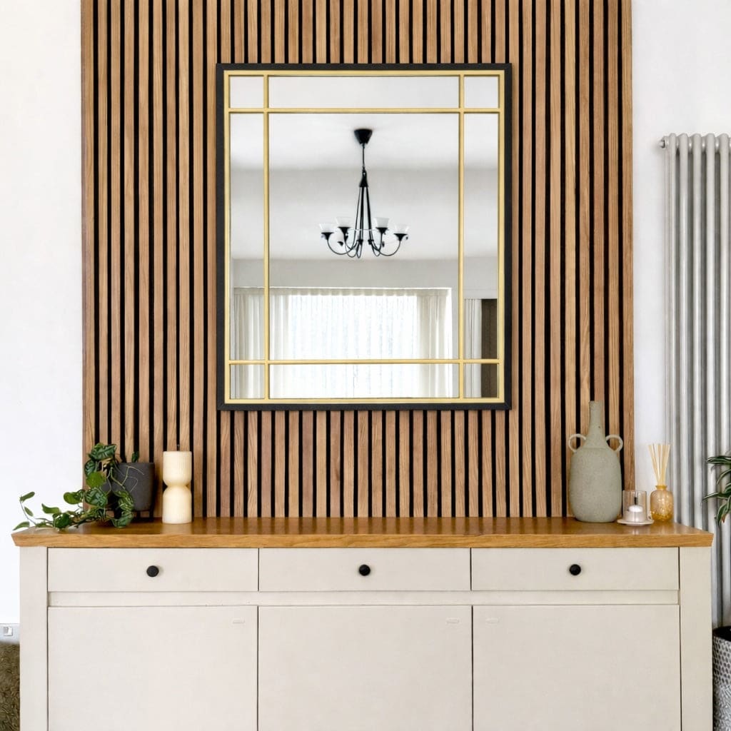 Aimi - Black & Gold Metal Rectangle Window Mirror - 95cm x 120cm