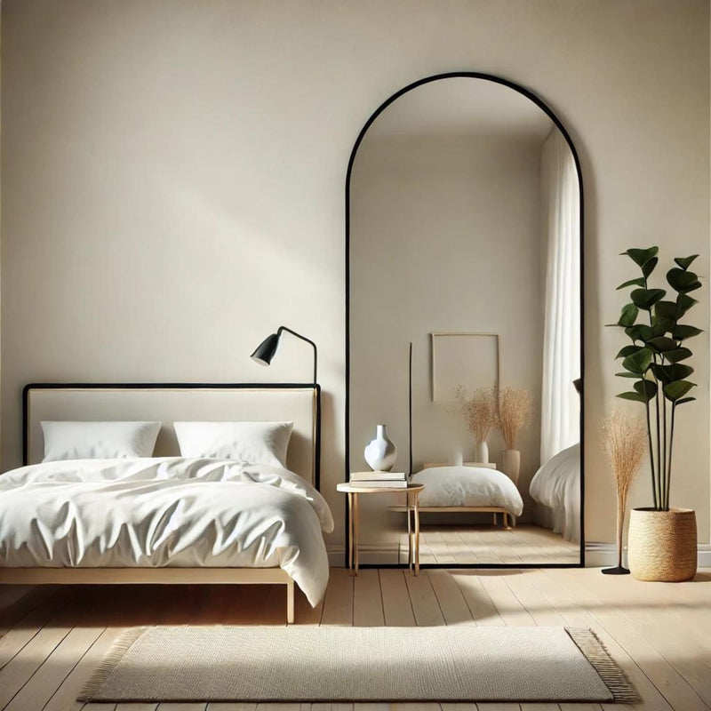 Akiko - Full Length Black Metal Arched Mirror - 180cm x 90cm main image 0