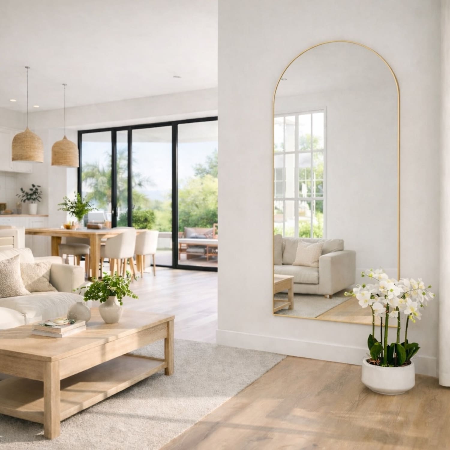 Akiko - Full Length Gold Metal Arched Mirror - 180cm x 90cm