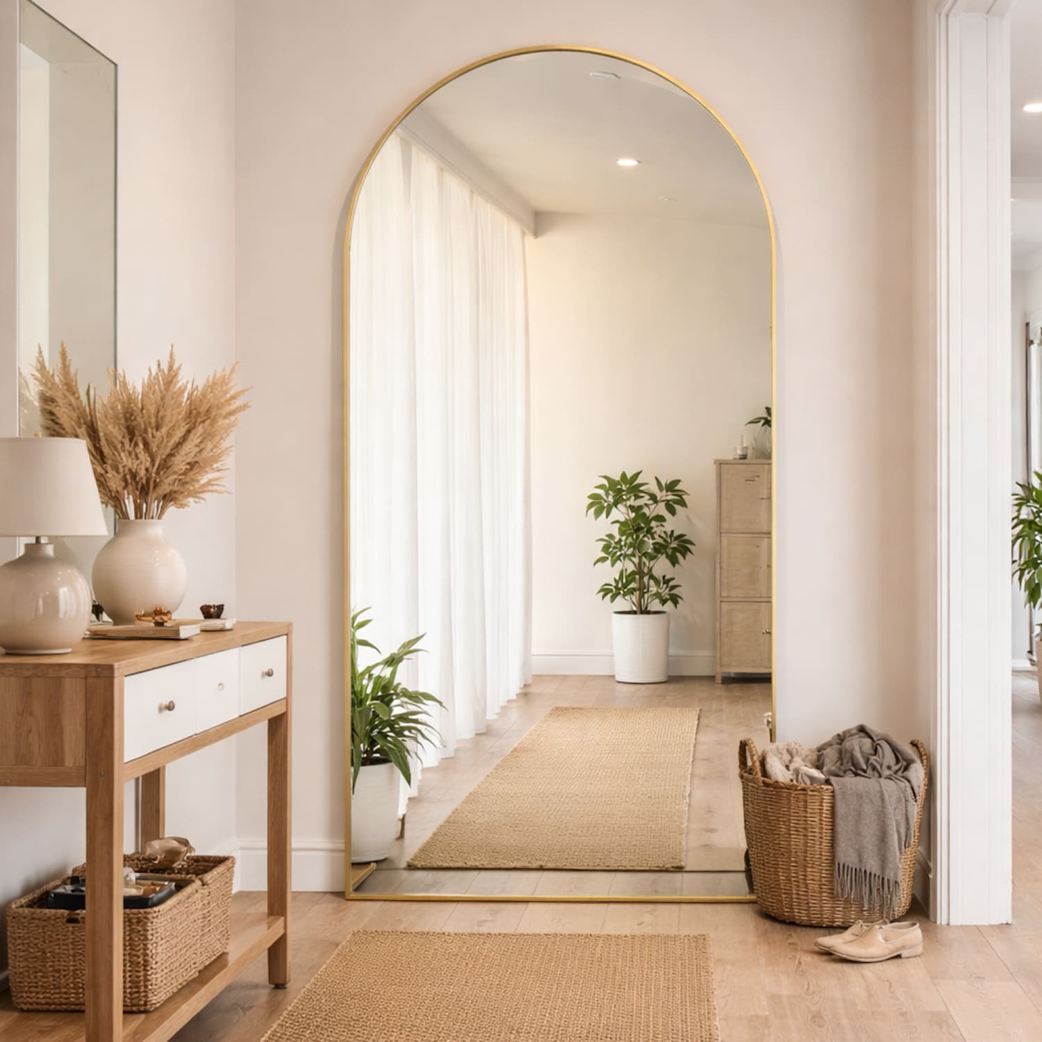 Akiko - Full Length Gold Metal Arched Mirror - 180cm x 90cm