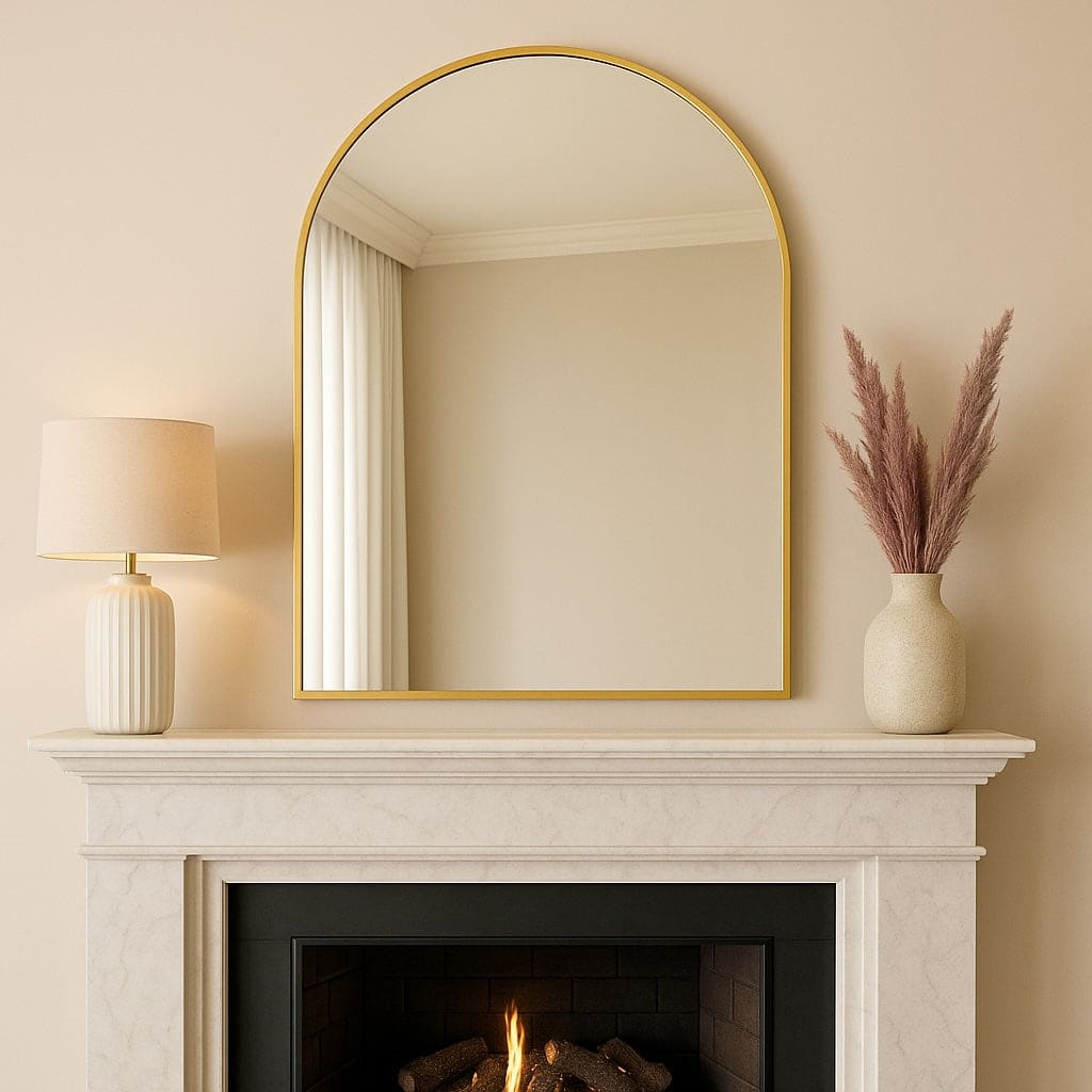 Arched gold-framed mirror