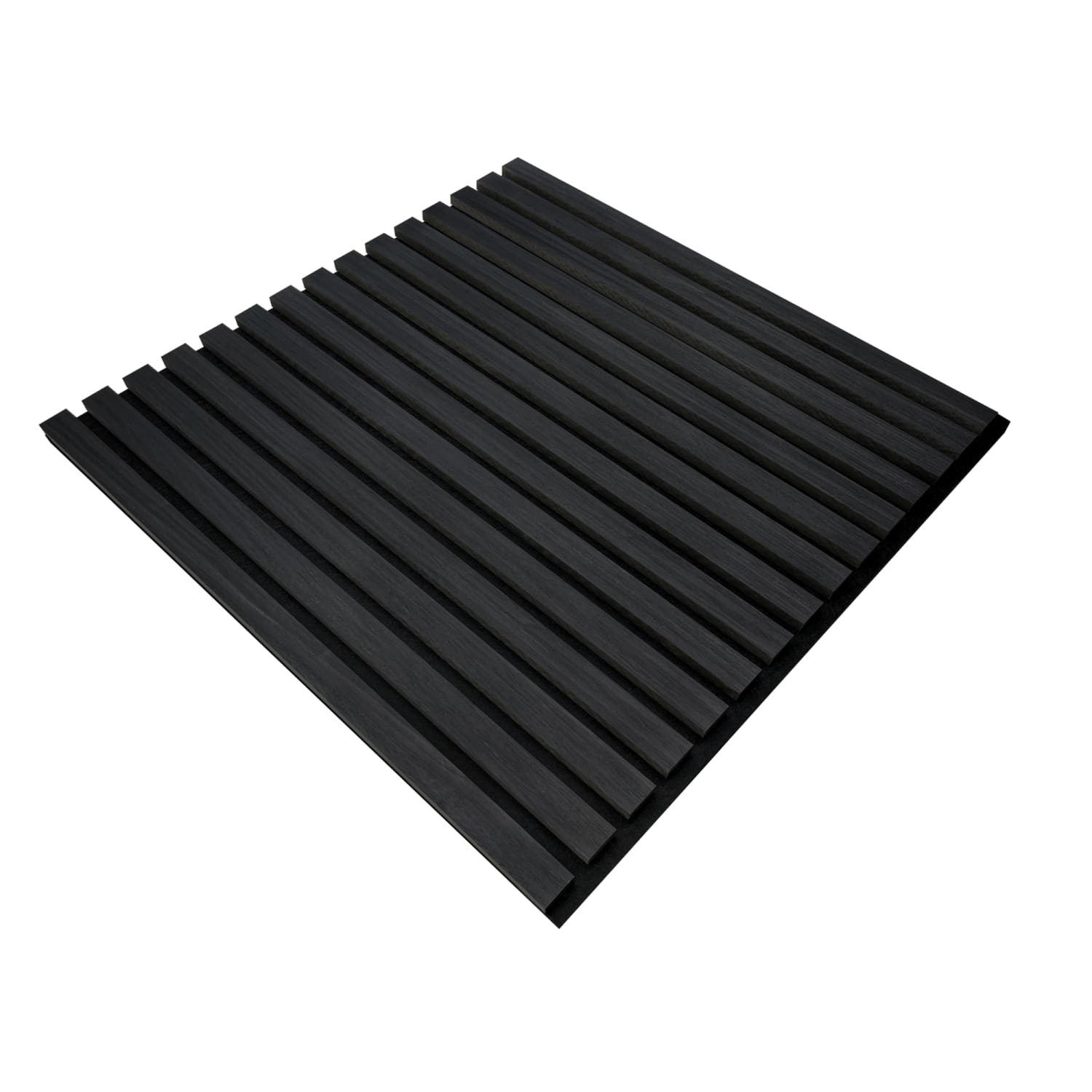 Black ribbed acoustic foam panel with parallel ridges.