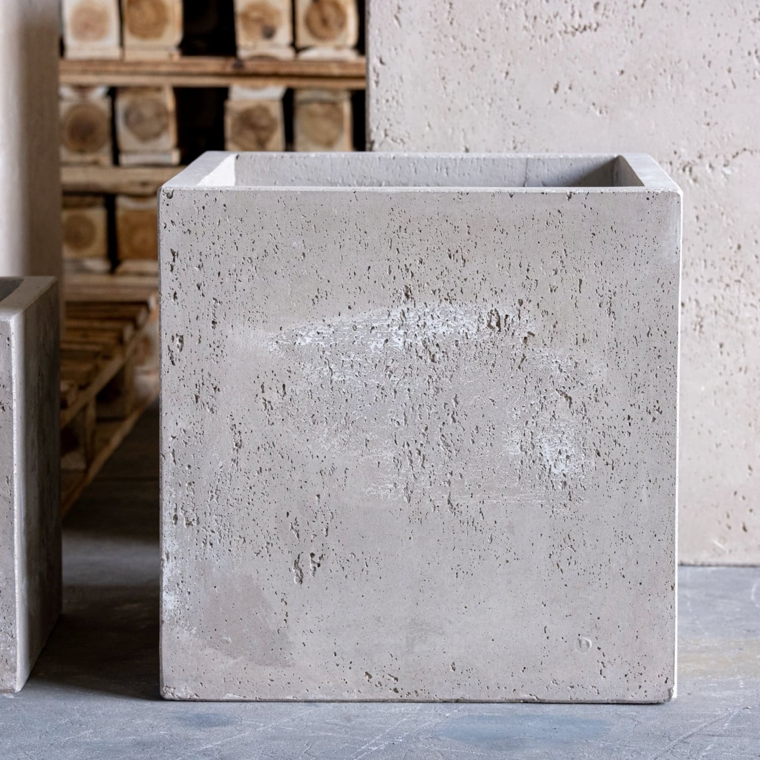 Square concrete planter.