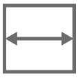 Double-headed horizontal arrow within a square frame.