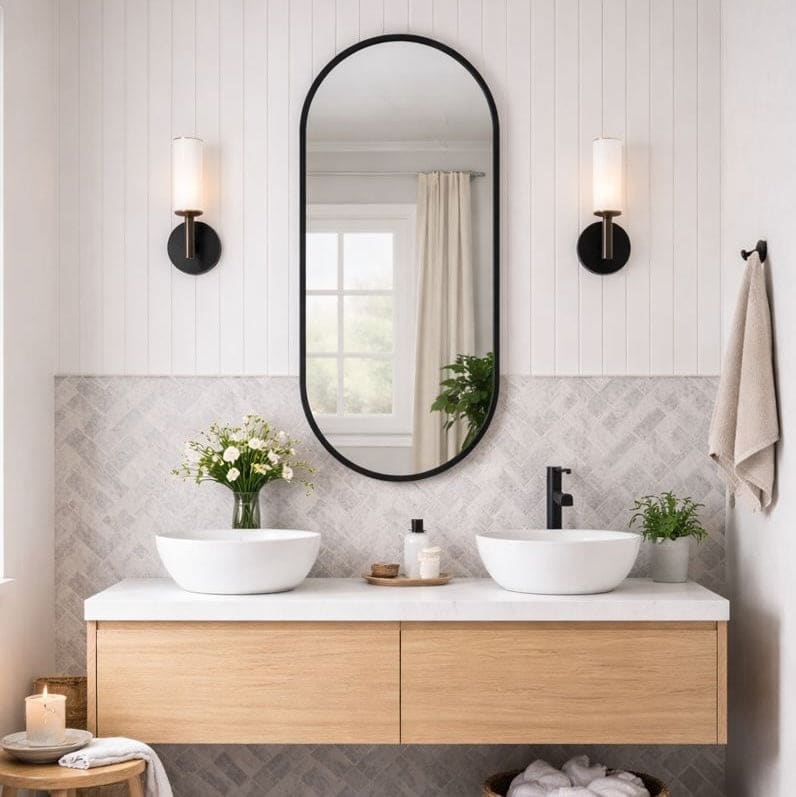 Emi - Black Metal Runway Oval Mirror - 120cm x 40cm