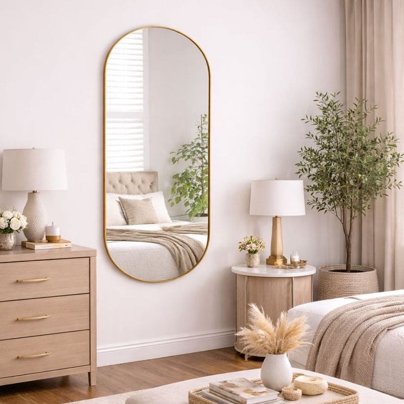 Emi - Full Length Gold Metal Runway Oval Mirror - 150cm x 60cm