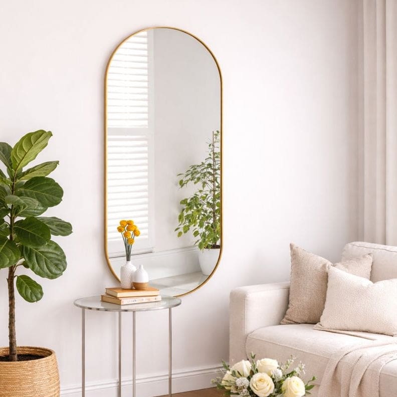 Emi - Full Length Gold Metal Runway Oval Mirror - 150cm x 60cm