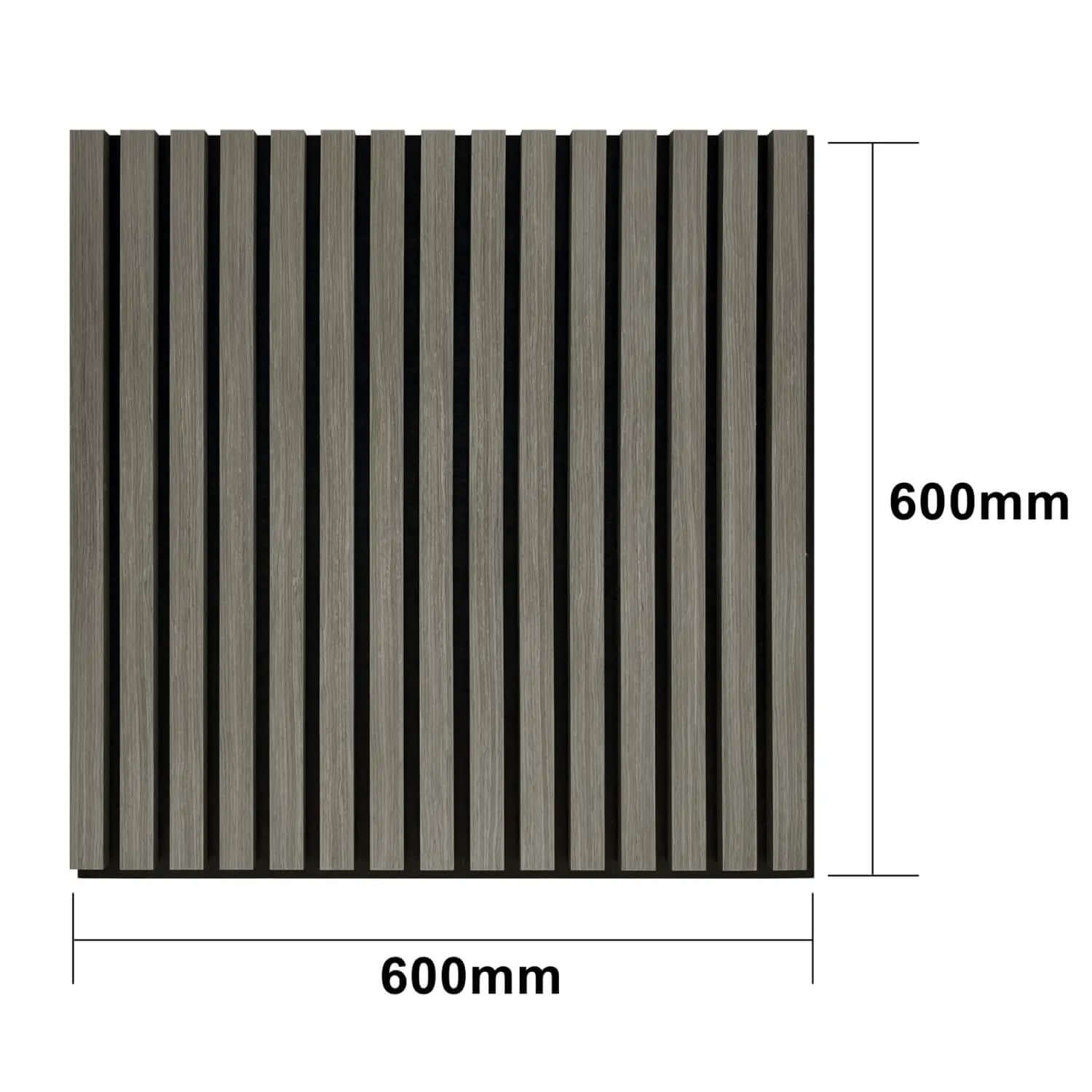 Square panel with vertical parallel slats measuring 600mm x 600mm.