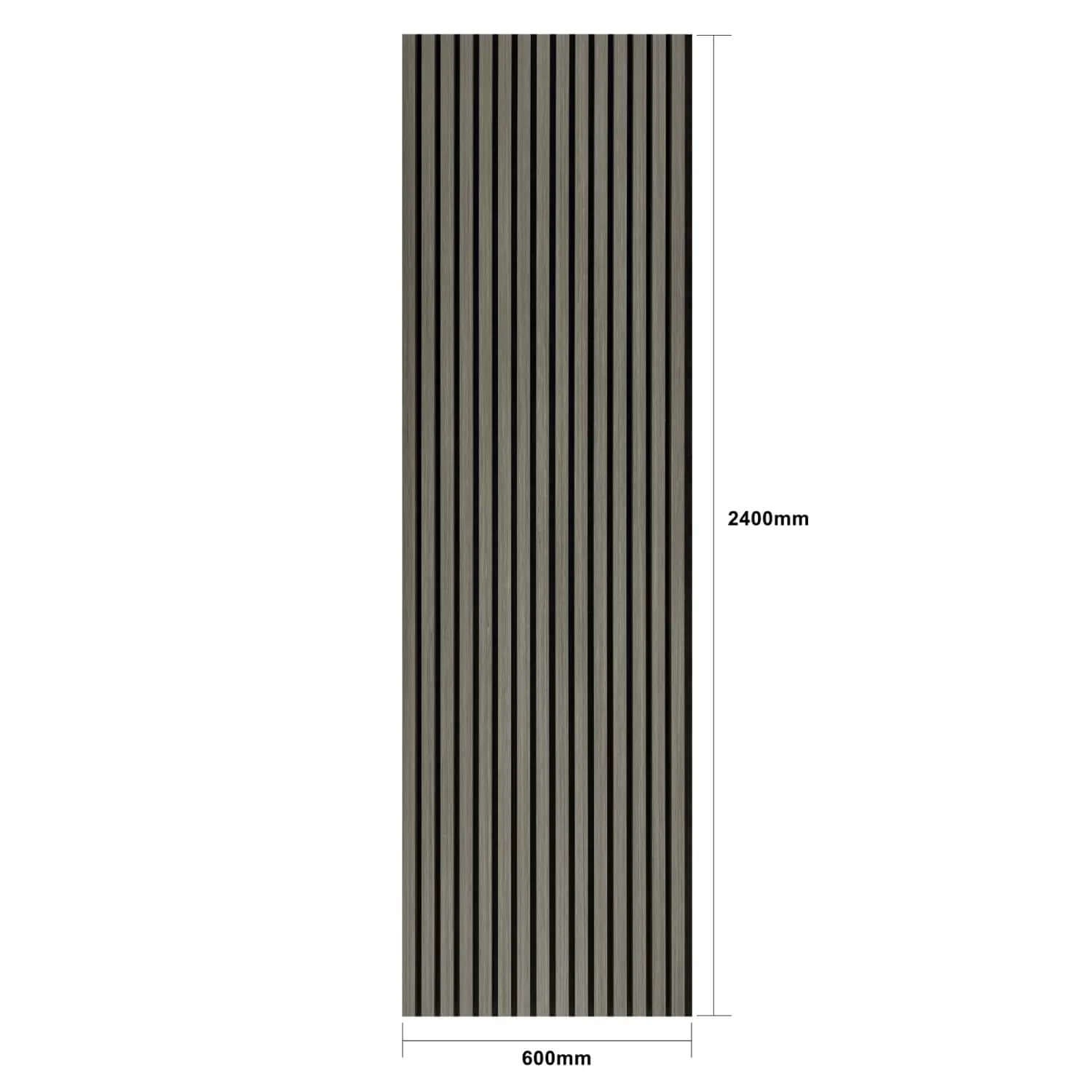 Vertical black and gray striped rectangular panel with measurements indicated.