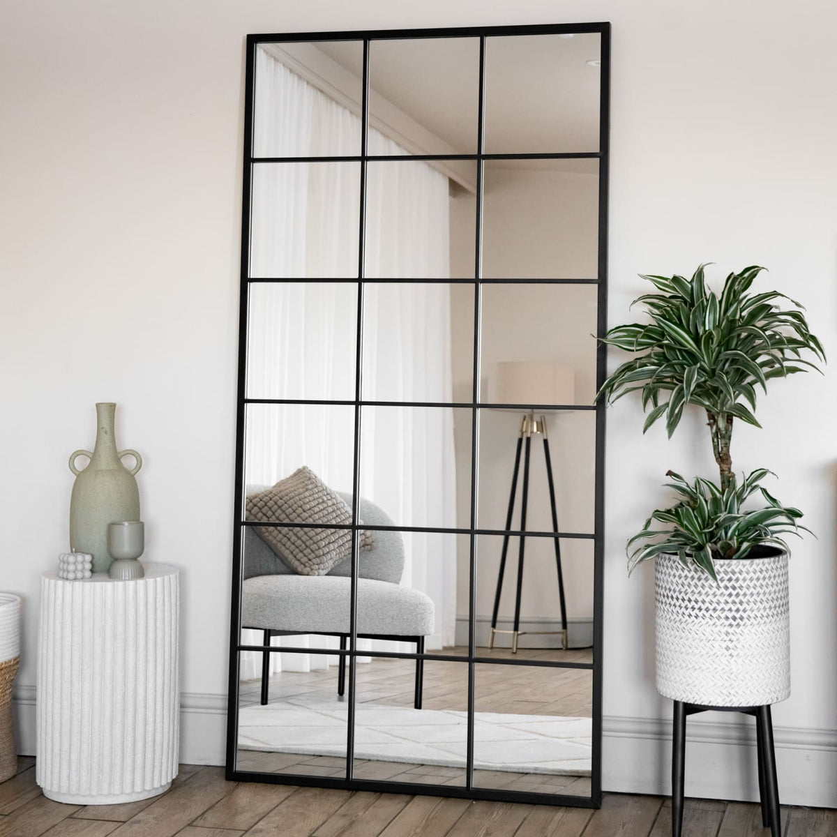 Large Rectangular Window Mirror Full Length Black Metal Rectangle Lattice Window Mirror