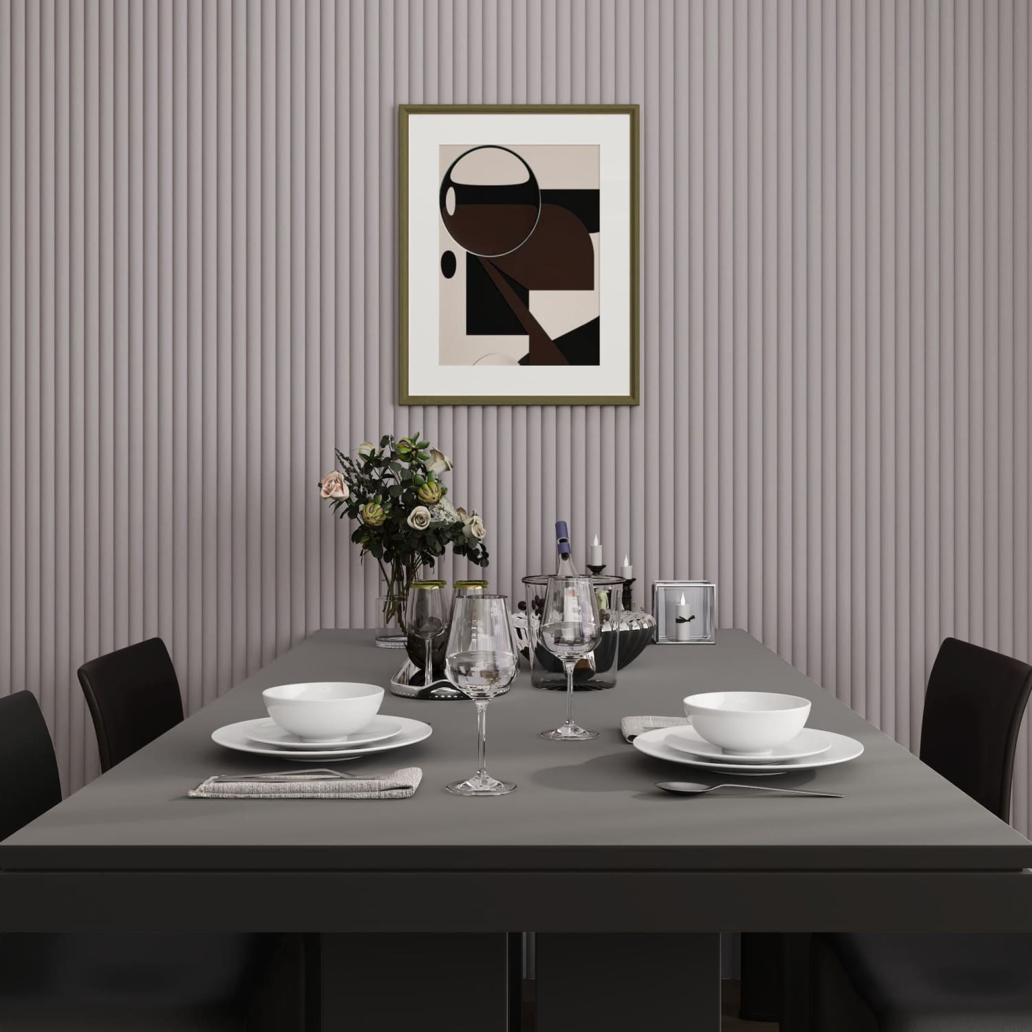 Large Fluted Wall Panels in Purple Heather with White Backing