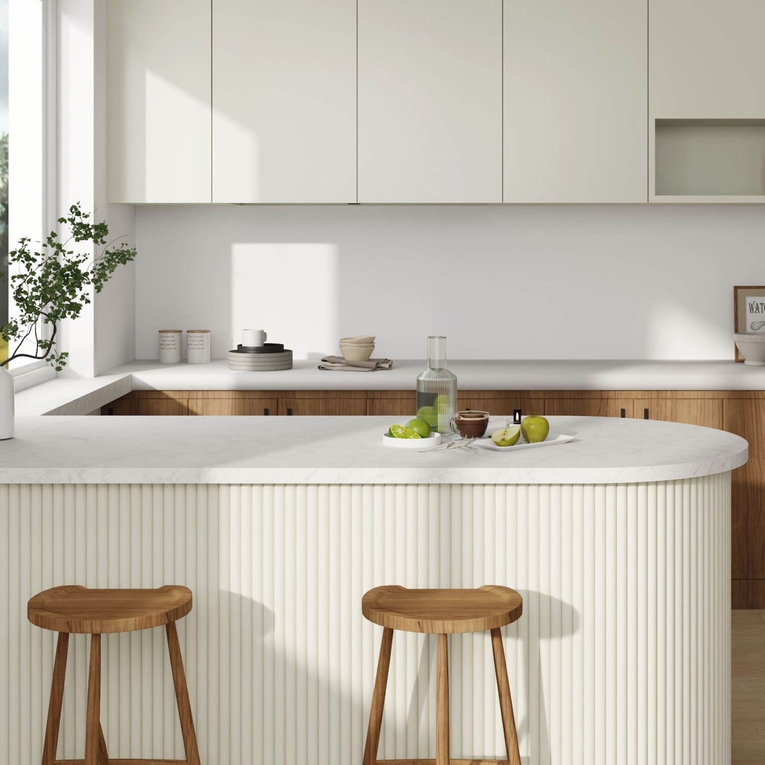 Large Fluted Wall Panels in Scallop with White Backing