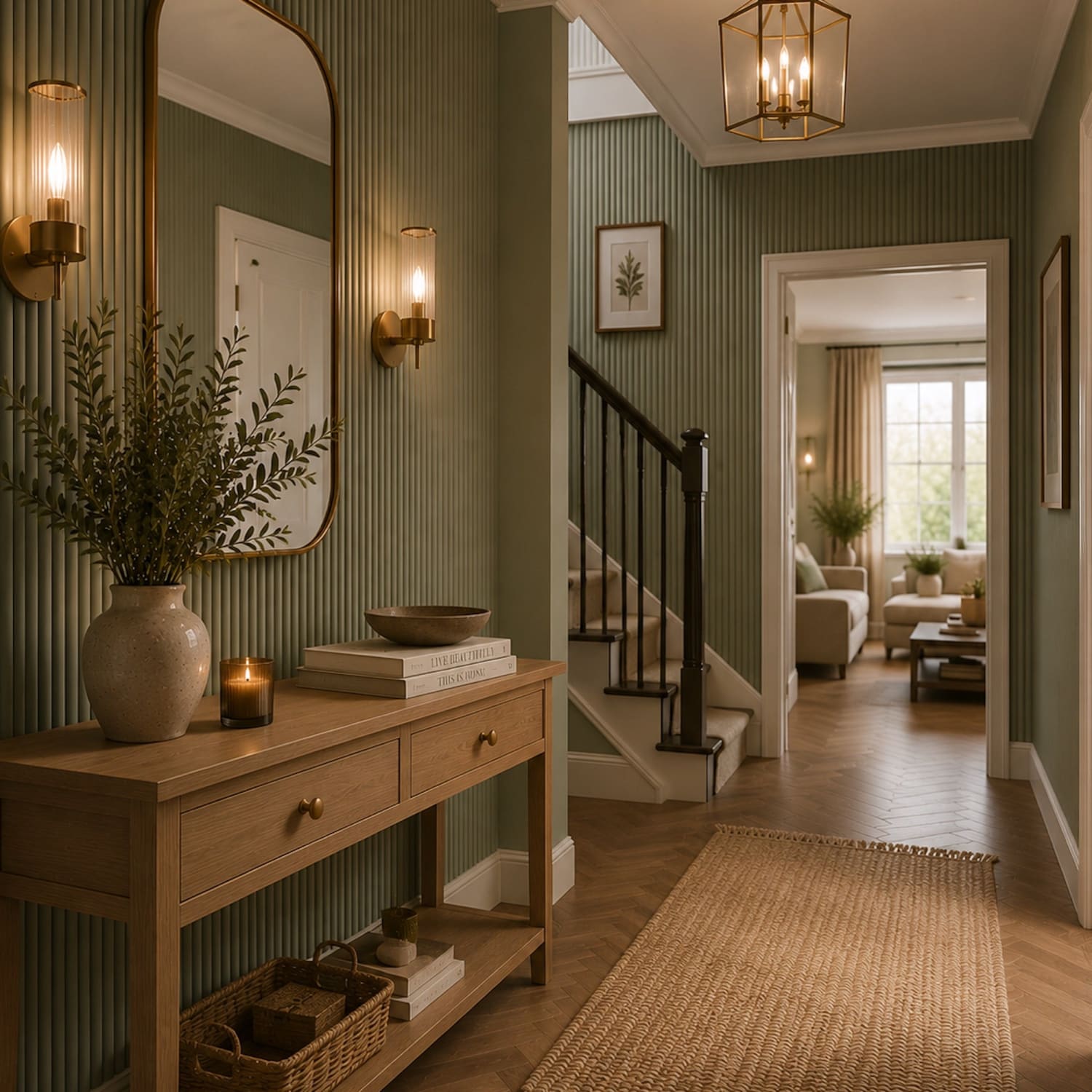 Large Fluted Wall Panels in Vintage Sage Green - 240cm x 60cm