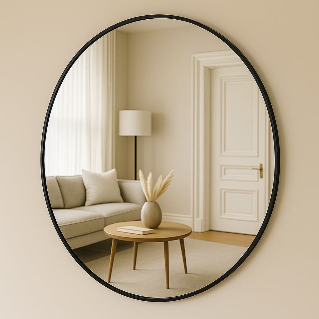 Rei Extra Large Round Black Metal Circle Mirror 150cm x 150cm Mirror