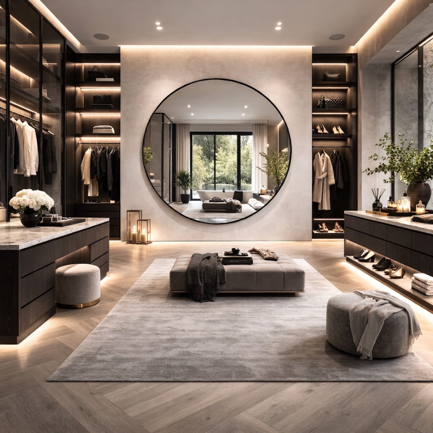 Rei - Extra Large Round Black Metal Circle Mirror - 150cm x 150cm