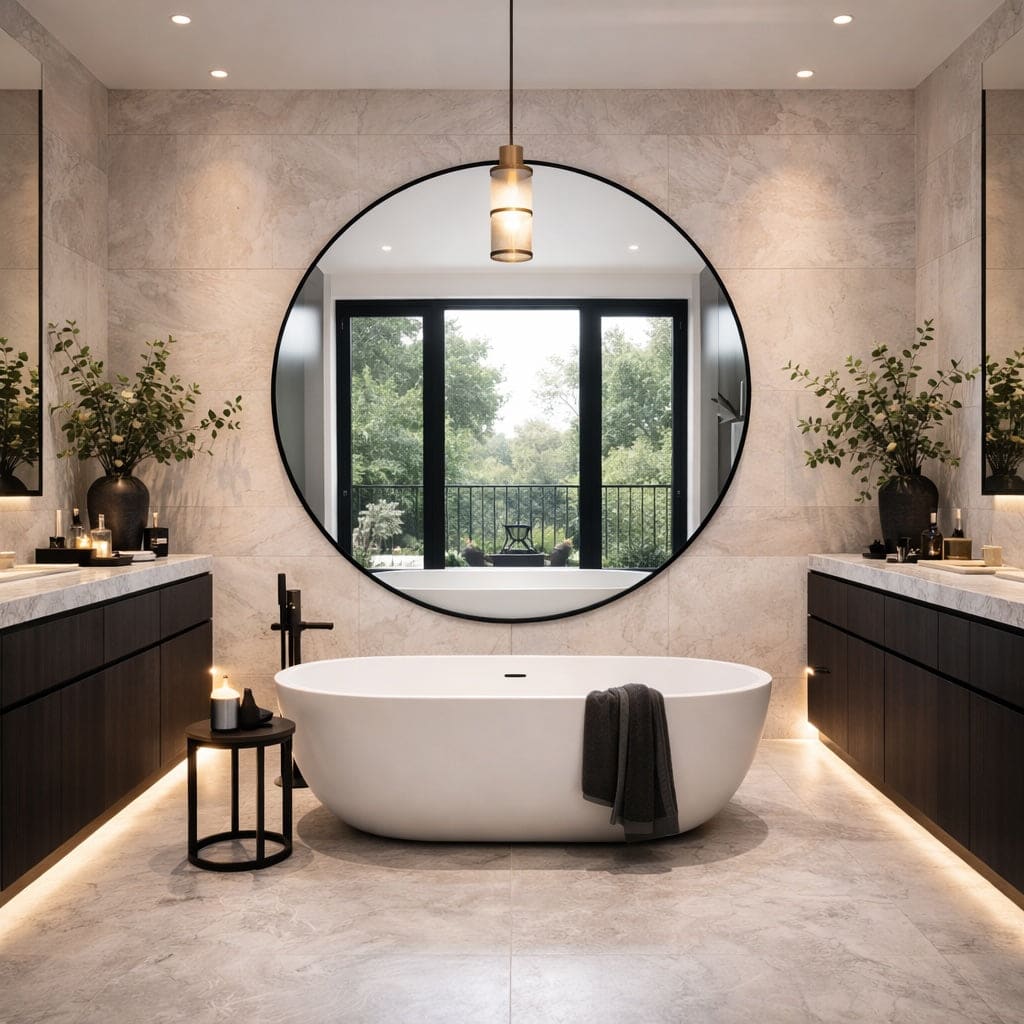 Rei - Extra Large Round Black Metal Circle Mirror - 150cm x 150cm