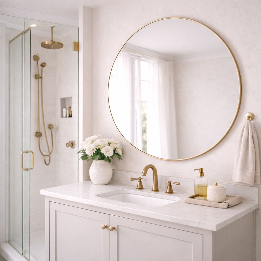 Rei - Large Round Gold Metal Circle Mirror - 90cm x 90cm