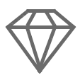 Simple line drawing of a diamond or gemstone shape.