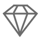 Simple line drawing of a diamond or gemstone shape.