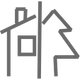 Simple line drawing of a house with a tree next to it.