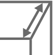 Simple line drawing of a three-dimensional corner or edge with two arrows pointing outward.